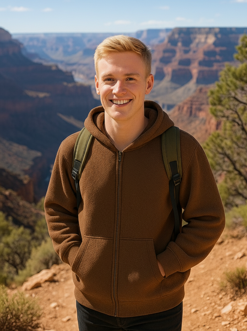 Unisex Alpaca Blend Zip Hoodie – Chestnut Brown