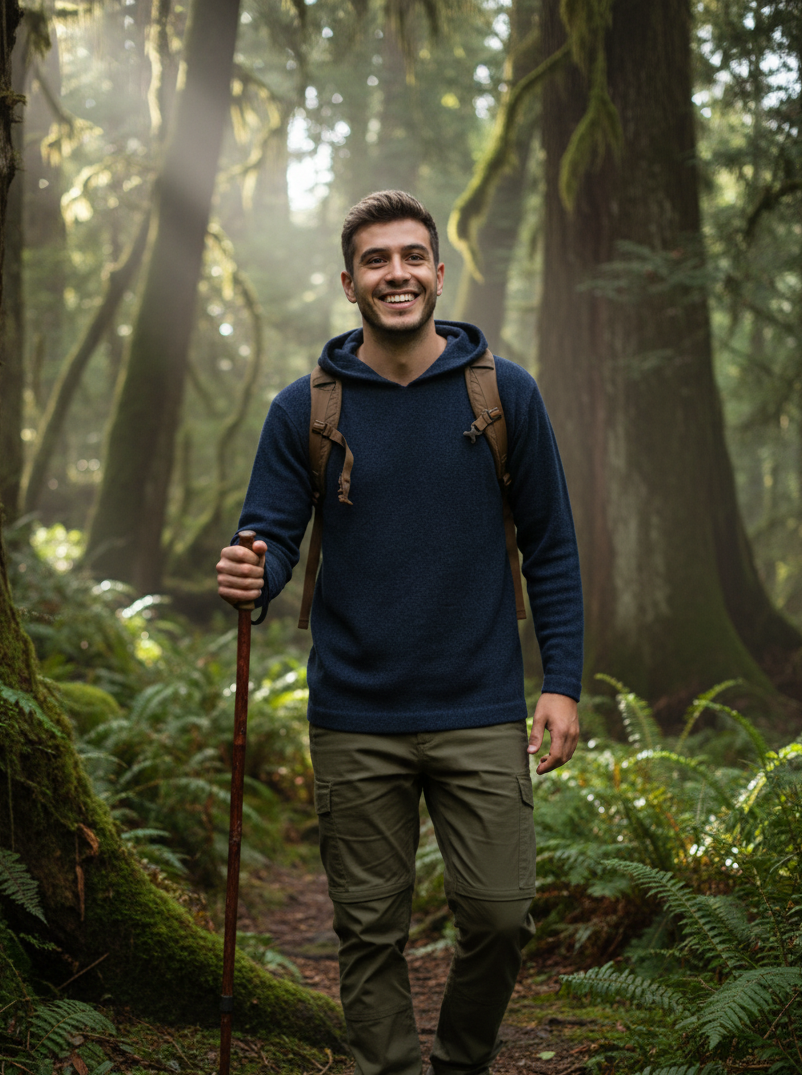 Unisex Alpaca Blend Hoodie – Navy Blue