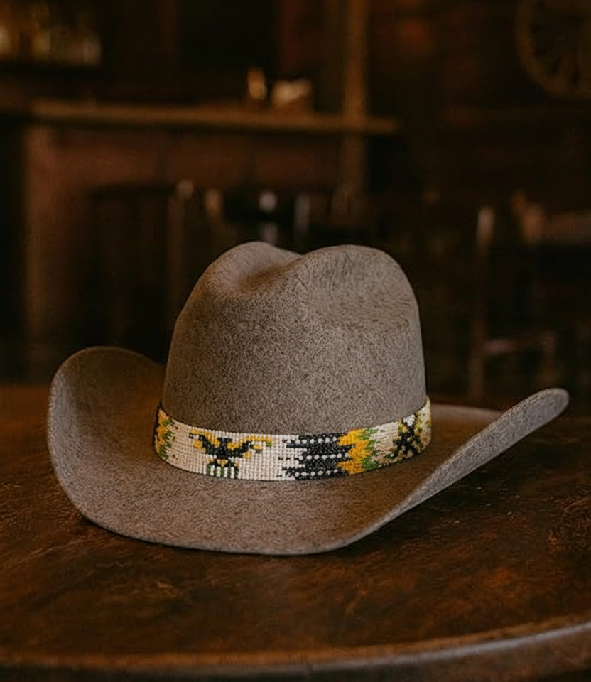 Western Beaded Hat Band with Eagle Motif