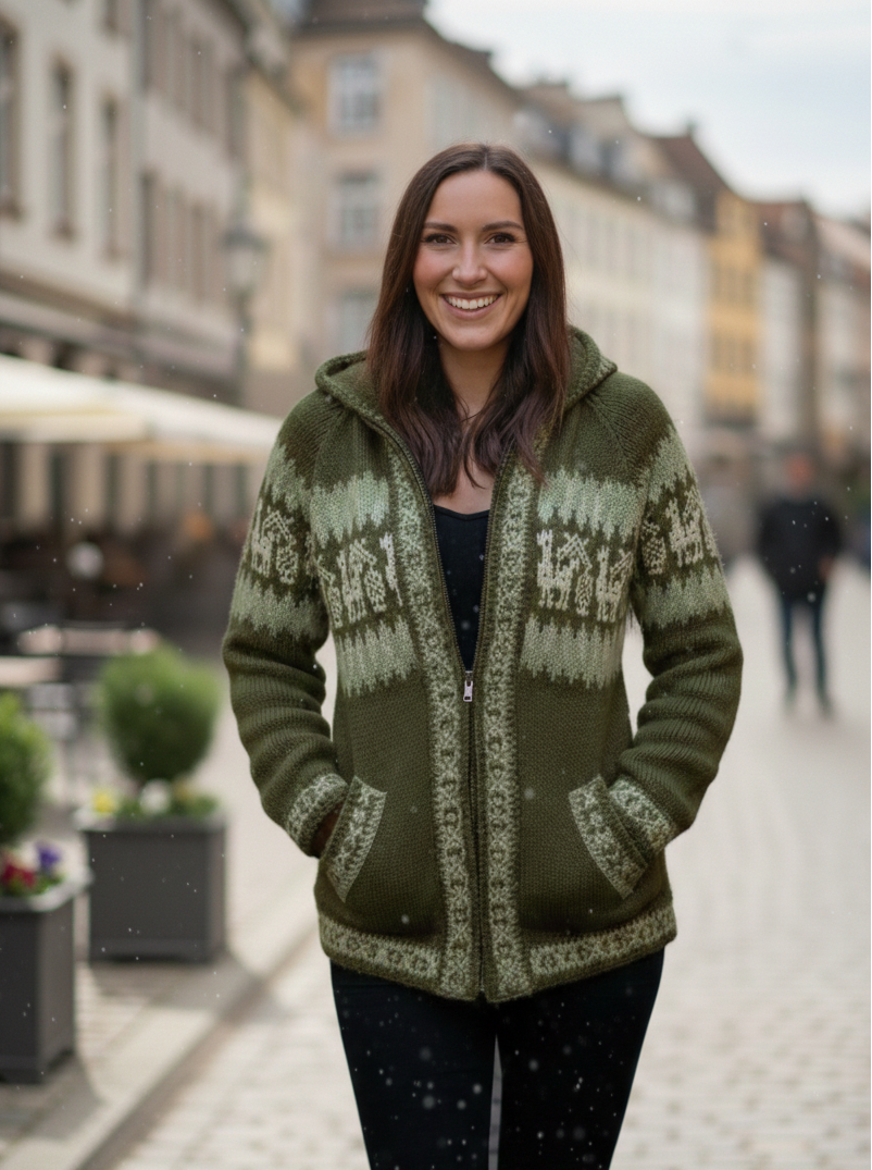 Fair Isle Alpaca Hoodie for Women