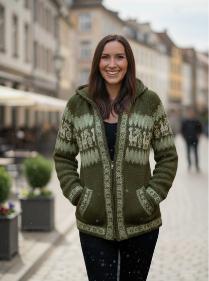 Fair Isle Alpaca Hoodie for Women