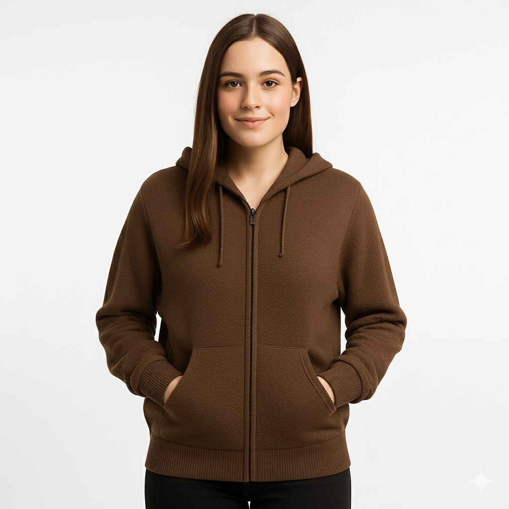 Chocolate Alpaca Blend Zip Hoodie