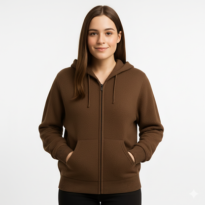 Chocolate Alpaca Blend Zip Hoodie