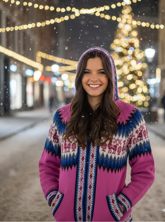 Fair Isle Alpaca Hoodie for Women