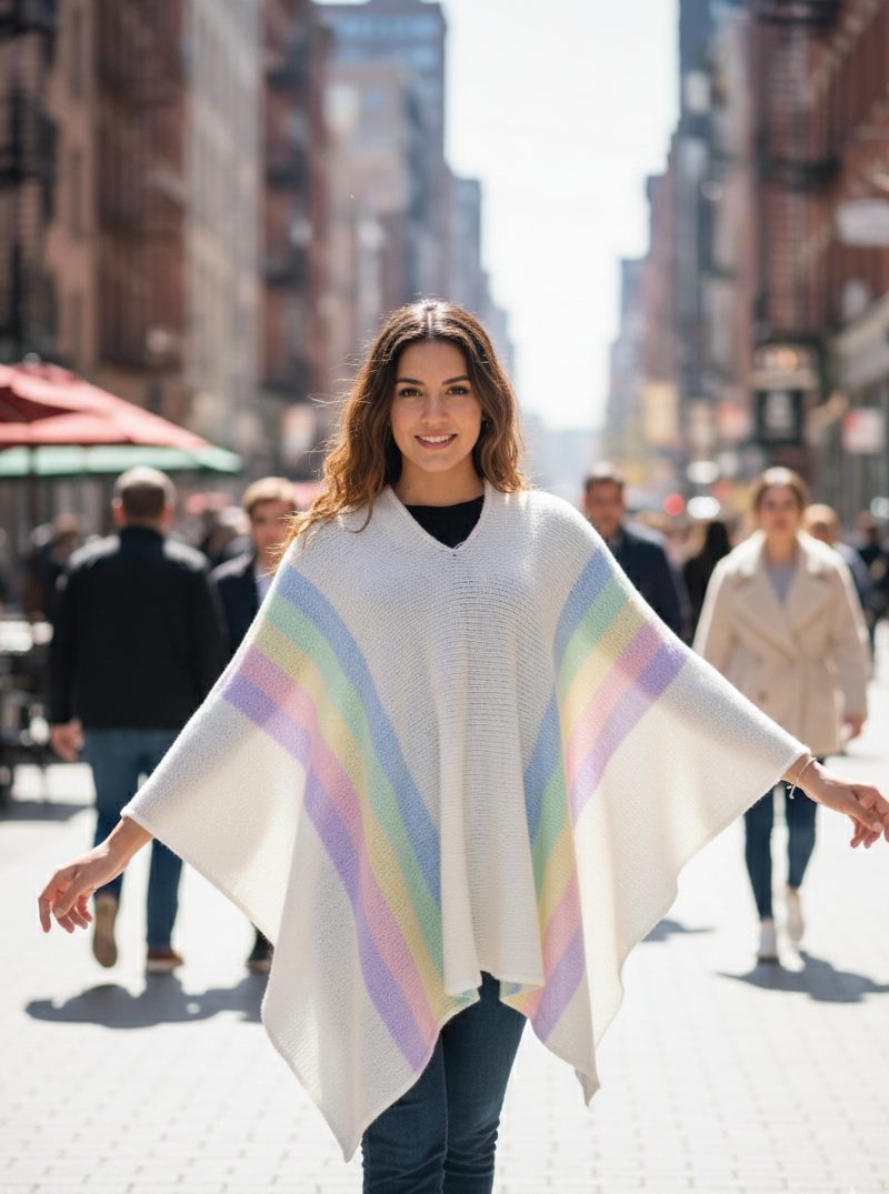 Rainbow Alpaca Poncho