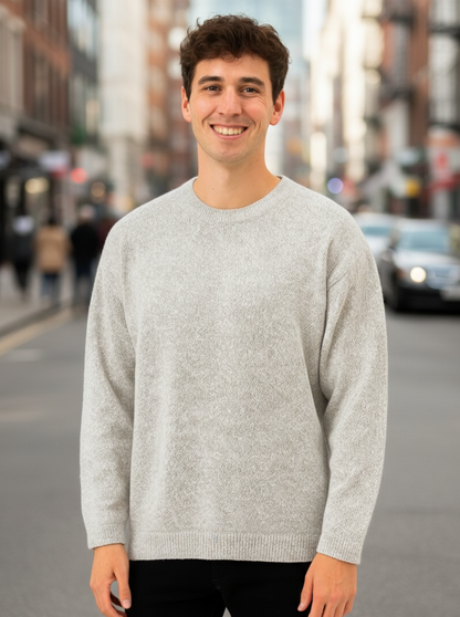 Unisex Alpaca Blend Sweater | Light Gray Melange