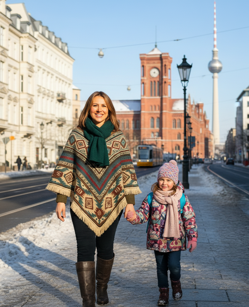 Mexican Poncho for Women | Geometric Style