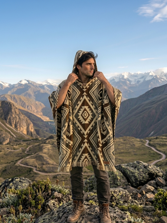 Mexican Tribal Aztek Poncho for Men
