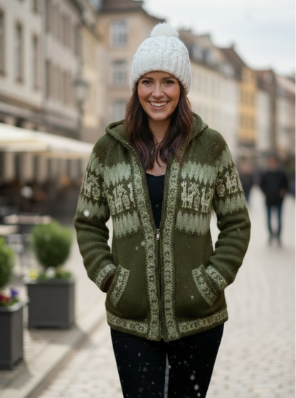 Fair Isle Alpaca Hoodie for Women