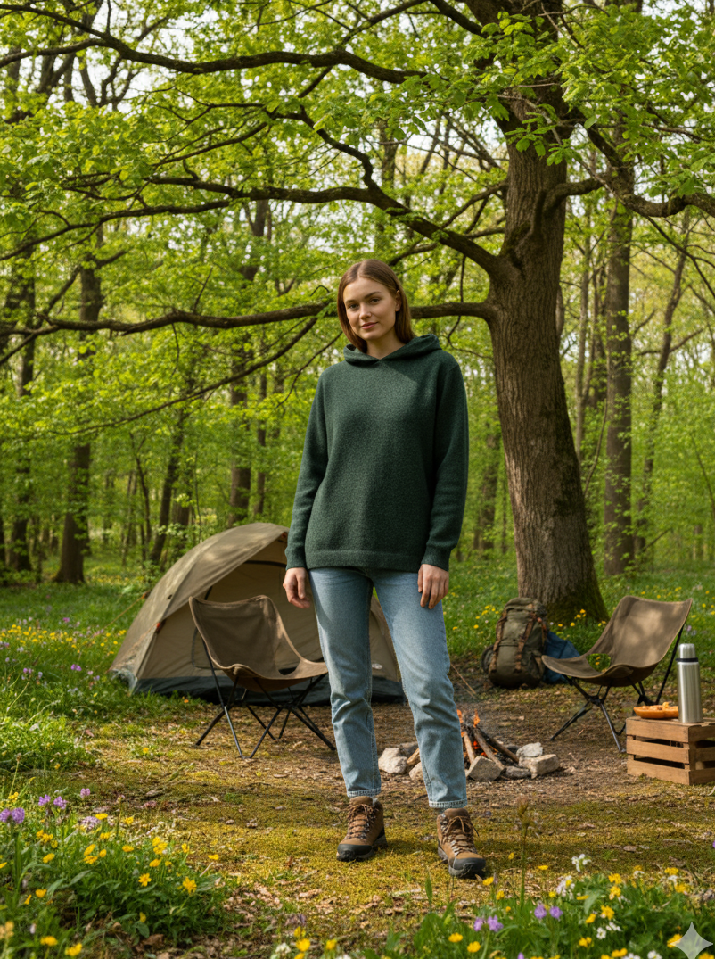 Unisex Alpaca Hoodie in Forest Green