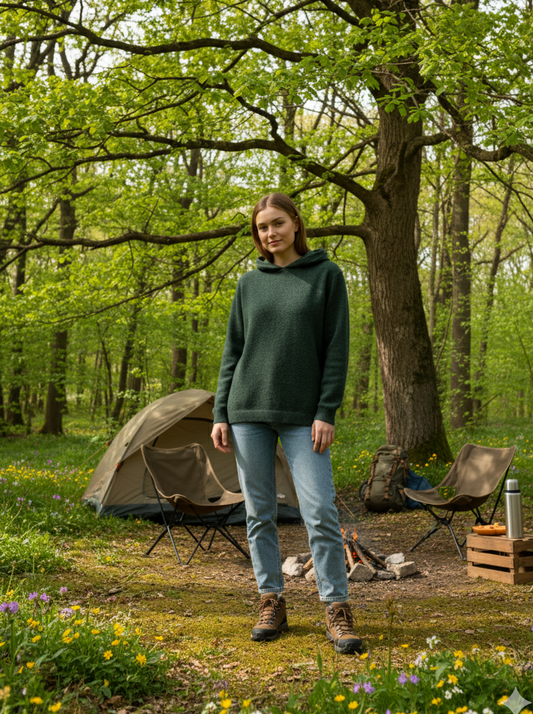 Unisex Alpaca Hoodie in Forest Green