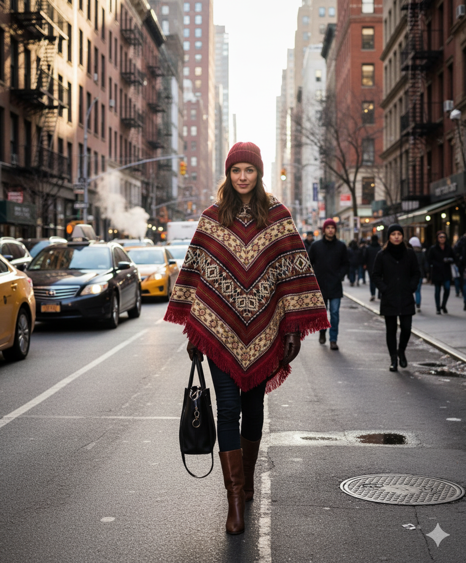 Mexican Urban Poncho for Women