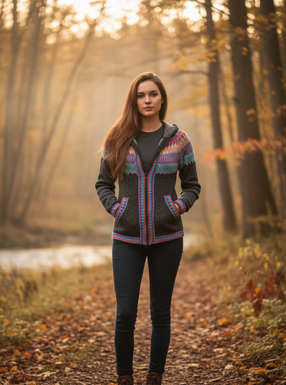 Cardigan de Alpaga Gris Foncé - Arc en Ciel