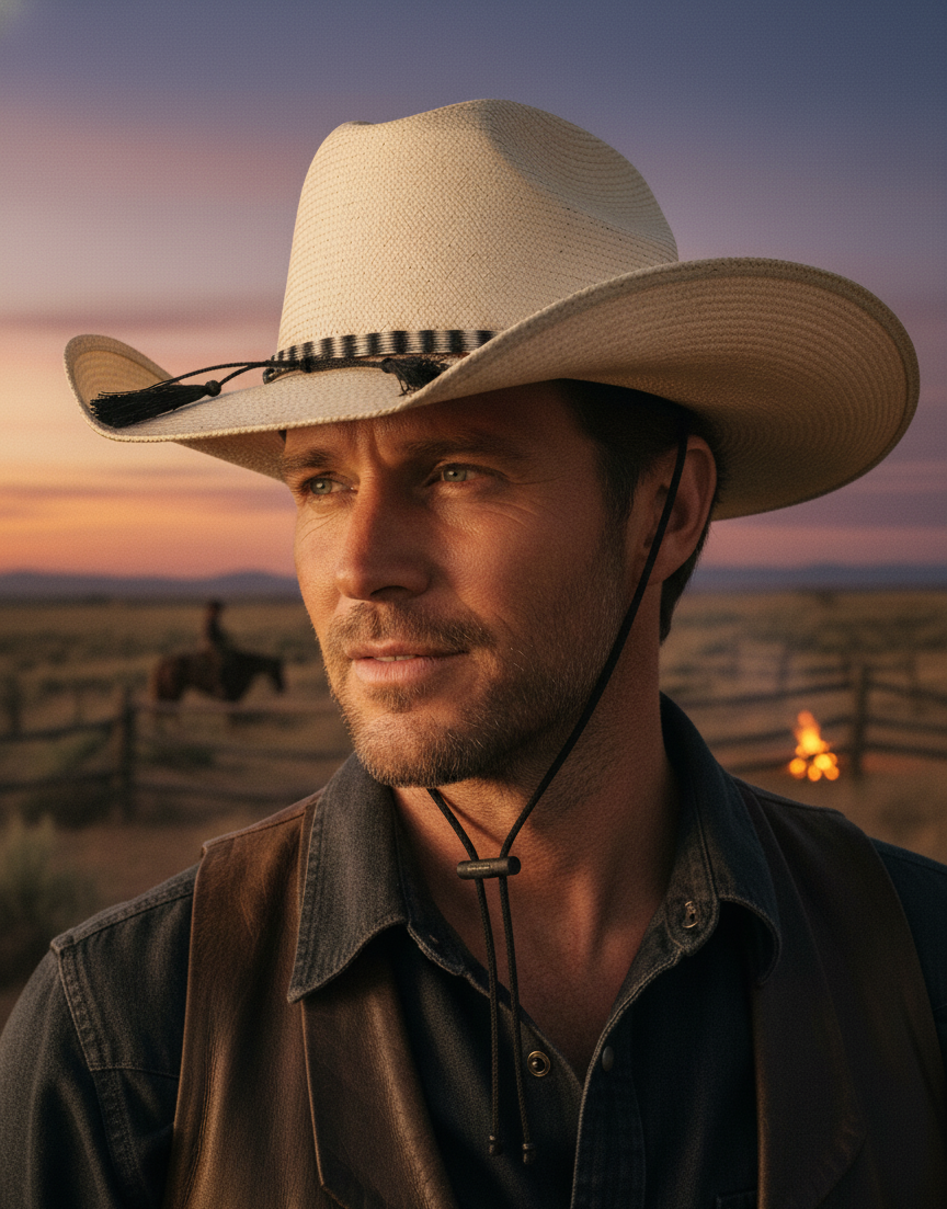 Genuine Horsehair Hat Band Woody - Black & White