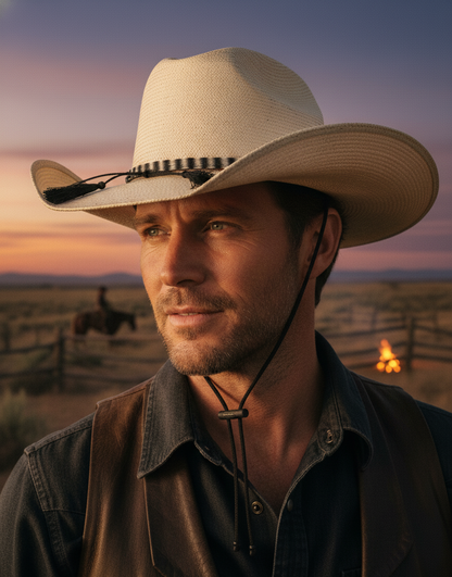 Genuine Horsehair Hat Band Woody - Black & White