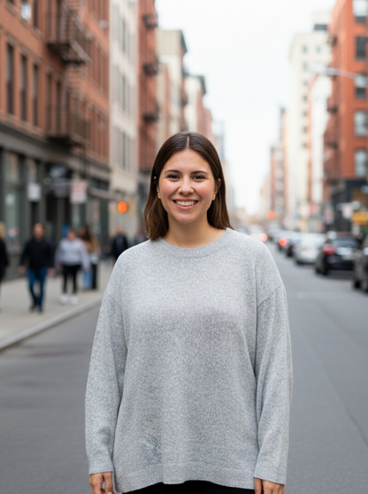 Pull en Mélange d’Alpaga | Gris Clair Chiné