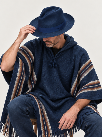 Blue Alpaca Poncho for Men