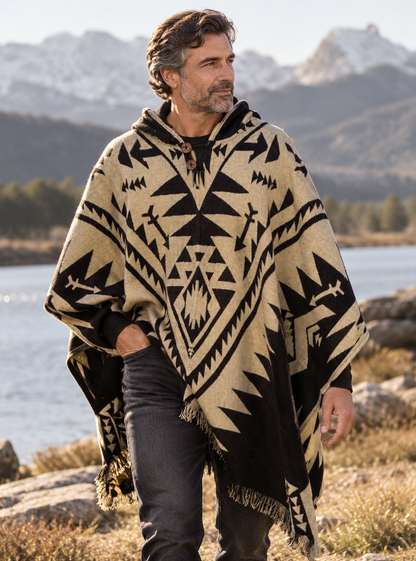 Mexikanischer Poncho mit Tribalkreuzen