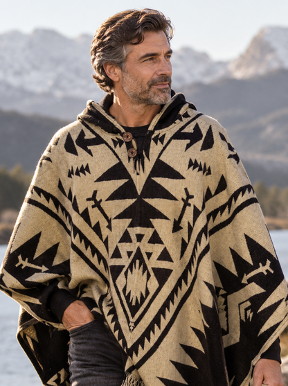 Mexikanischer Poncho mit Tribalkreuzen