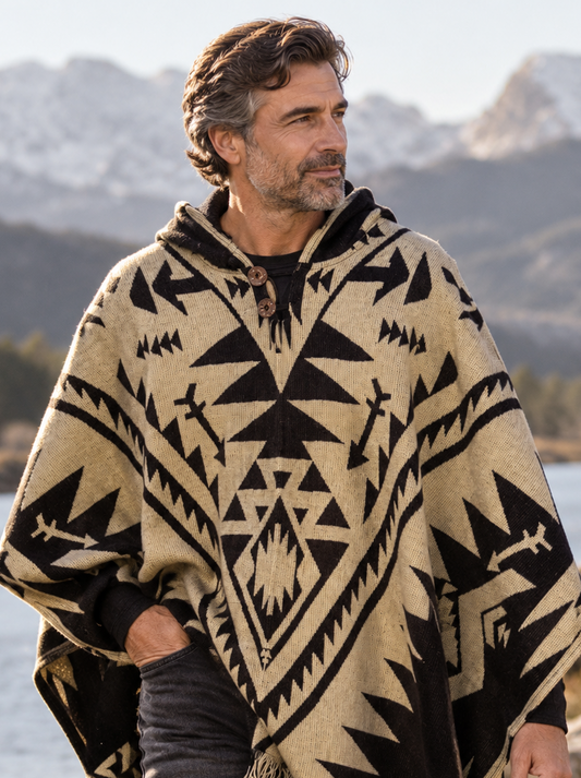 Mexikanischer Poncho mit Tribalkreuzen