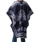 Mexican Alpaca Poncho for Men - Roosters Facing - BLUE