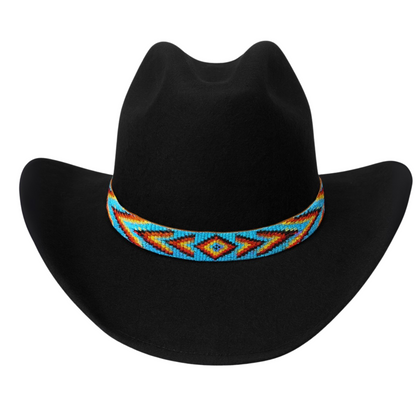 Turquoise & Orange Western Beaded Hat Band