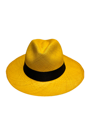 Fedora Classic Yellow Vintage Style Wide Brim Chic Panama Straw Summer Hat Napo - Wide Brim Panama Fedora Straw Hat | Artesano – www  main image 4