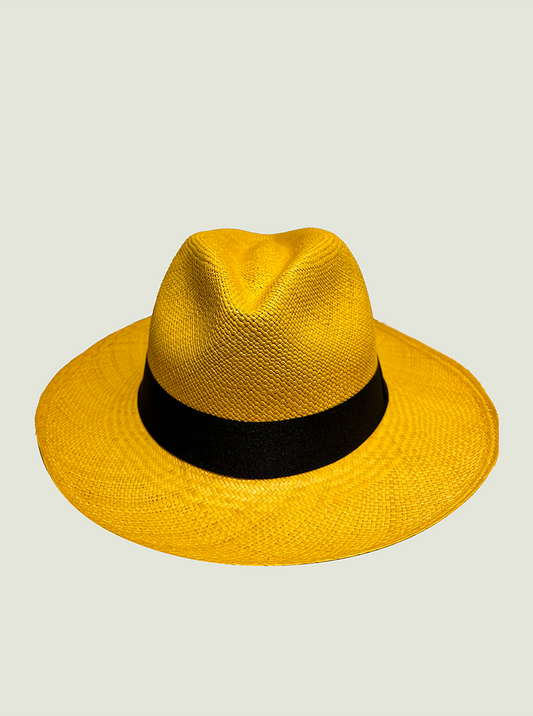 Sombrero de Panamá Cuenca Fedora (tuis) Grado 3-4 Amarillo