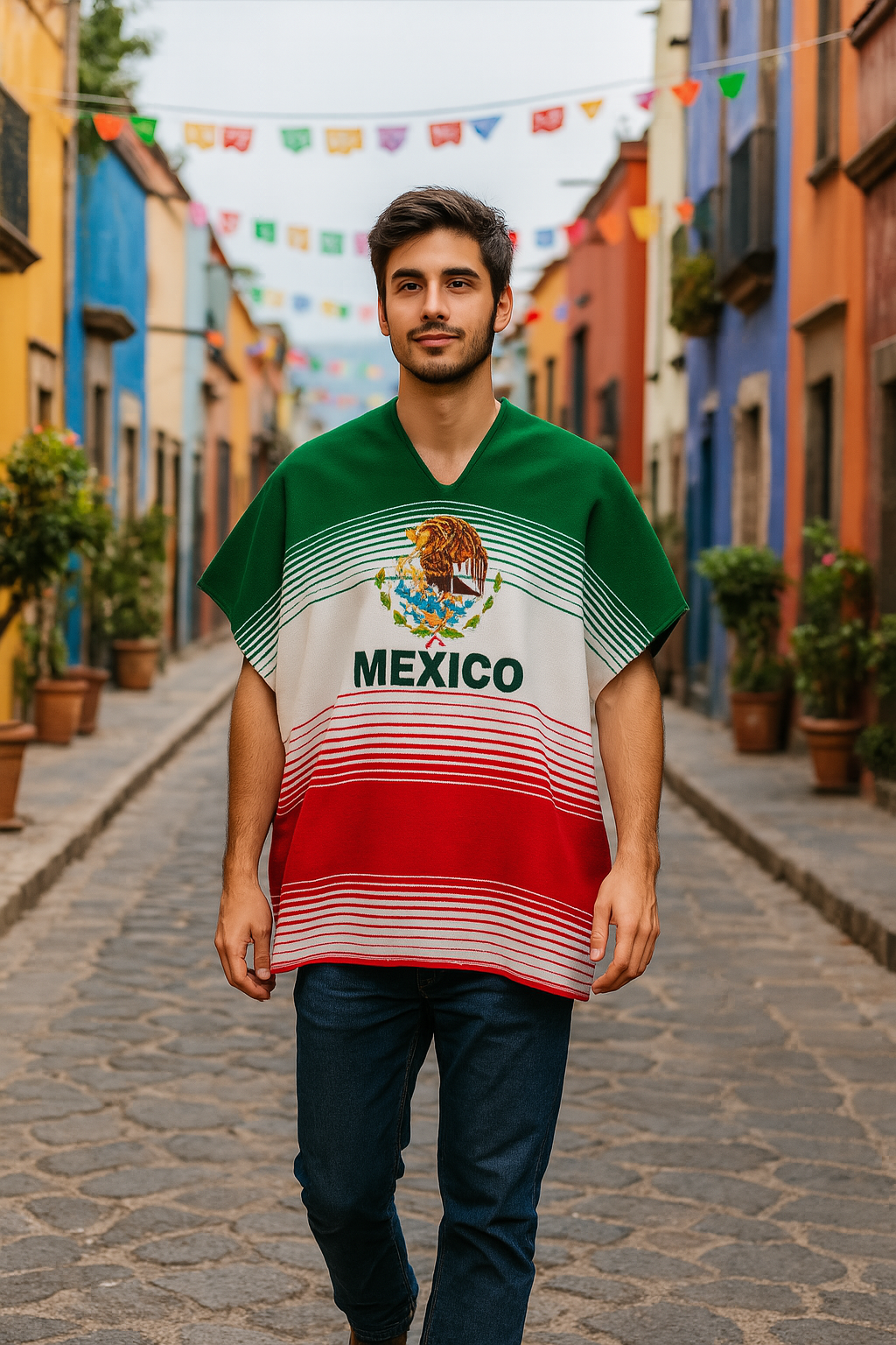Mexican Flag Poncho