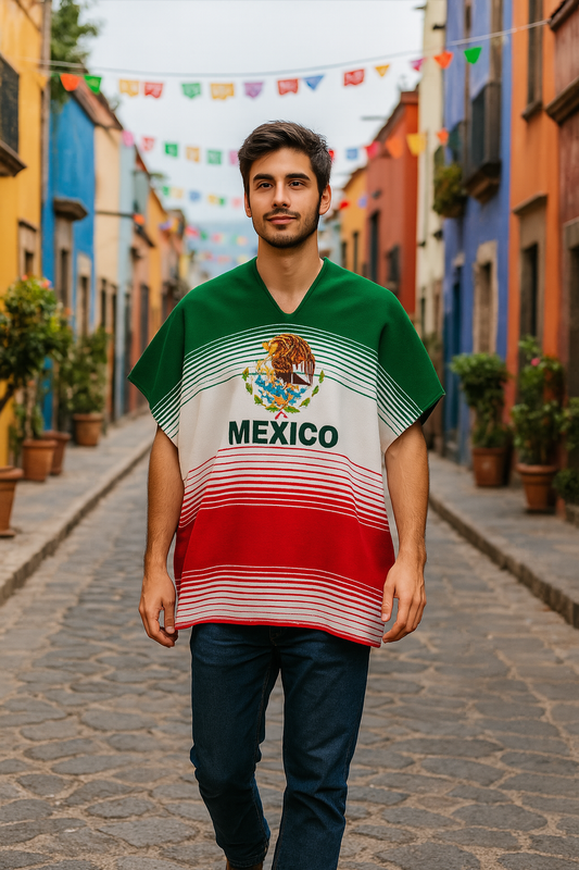 Mexican Flag Poncho