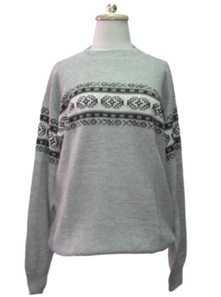 Round Neck Gray Alpaca Sweater