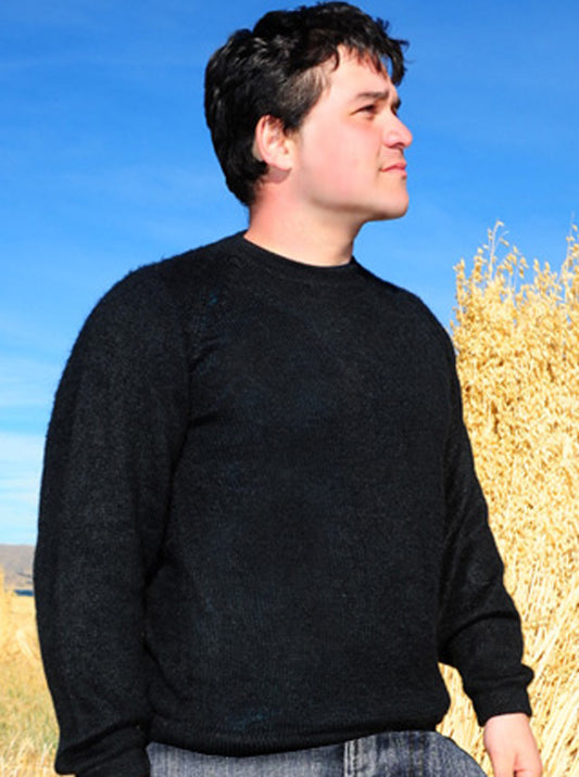 Handmade Black Alpaca Sweater for Men