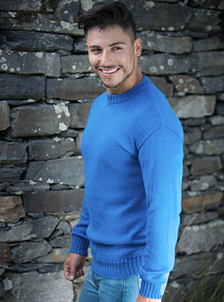 Blue Alpaca Round Neck Sweater