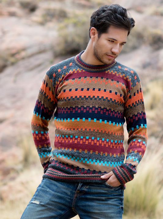 Multicolored Alpaca Sweater for Men