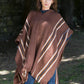 Hooded Rustic Poncho Brown