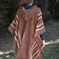 Hooded Rustic Poncho Brown