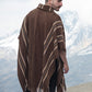 Striped Brown Alpaca Poncho for Men