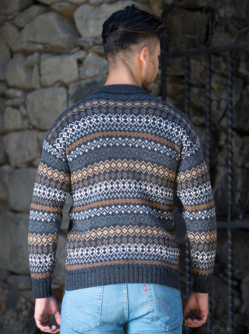 Brown and Gray Alpaca Sweater for Men