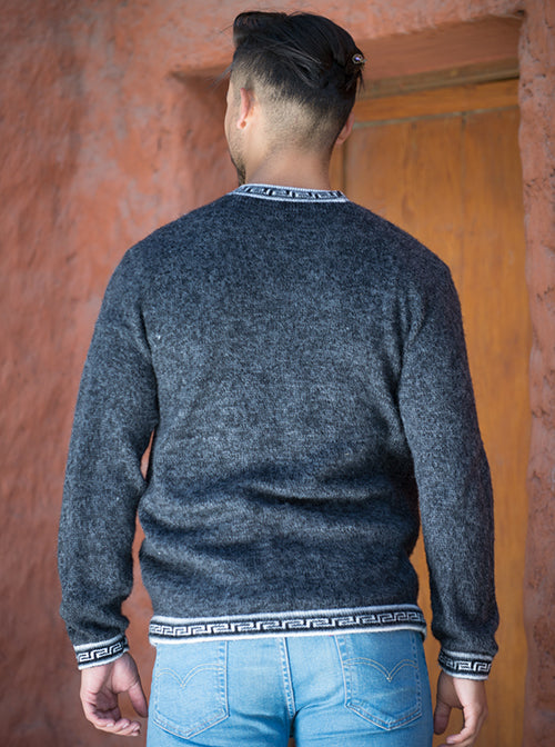 Black Alpaca Sweater for Men
