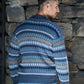 Blue Alpaca Sweater for Men Round Neck