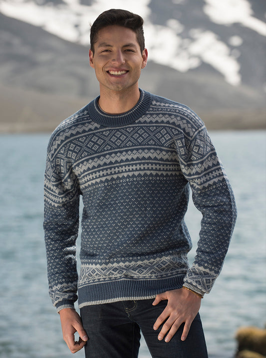 Suéter Azul y Plomo Suave de Alpaca Cordillera