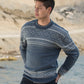 Blue Alpaca Round Neck Sweater for Men