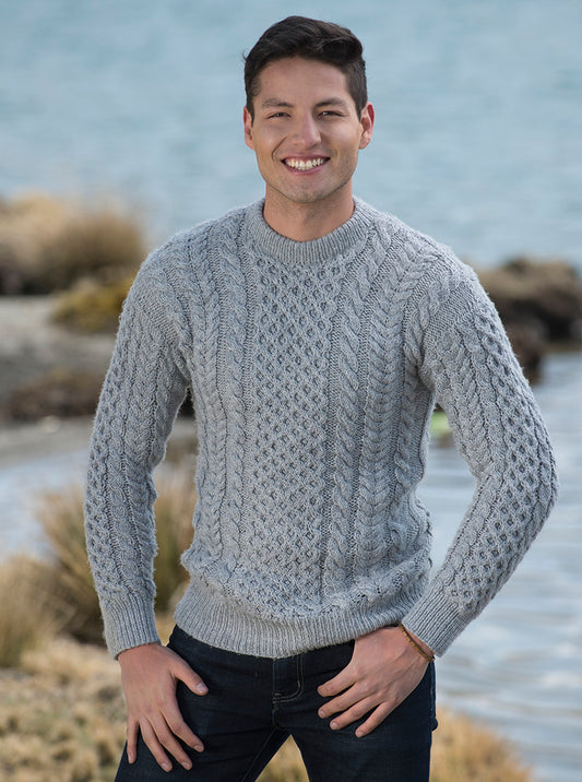 Gray Alpaca Crewneck Sweater for Men