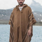 Hooded Brown Alpaca Poncho for Men
