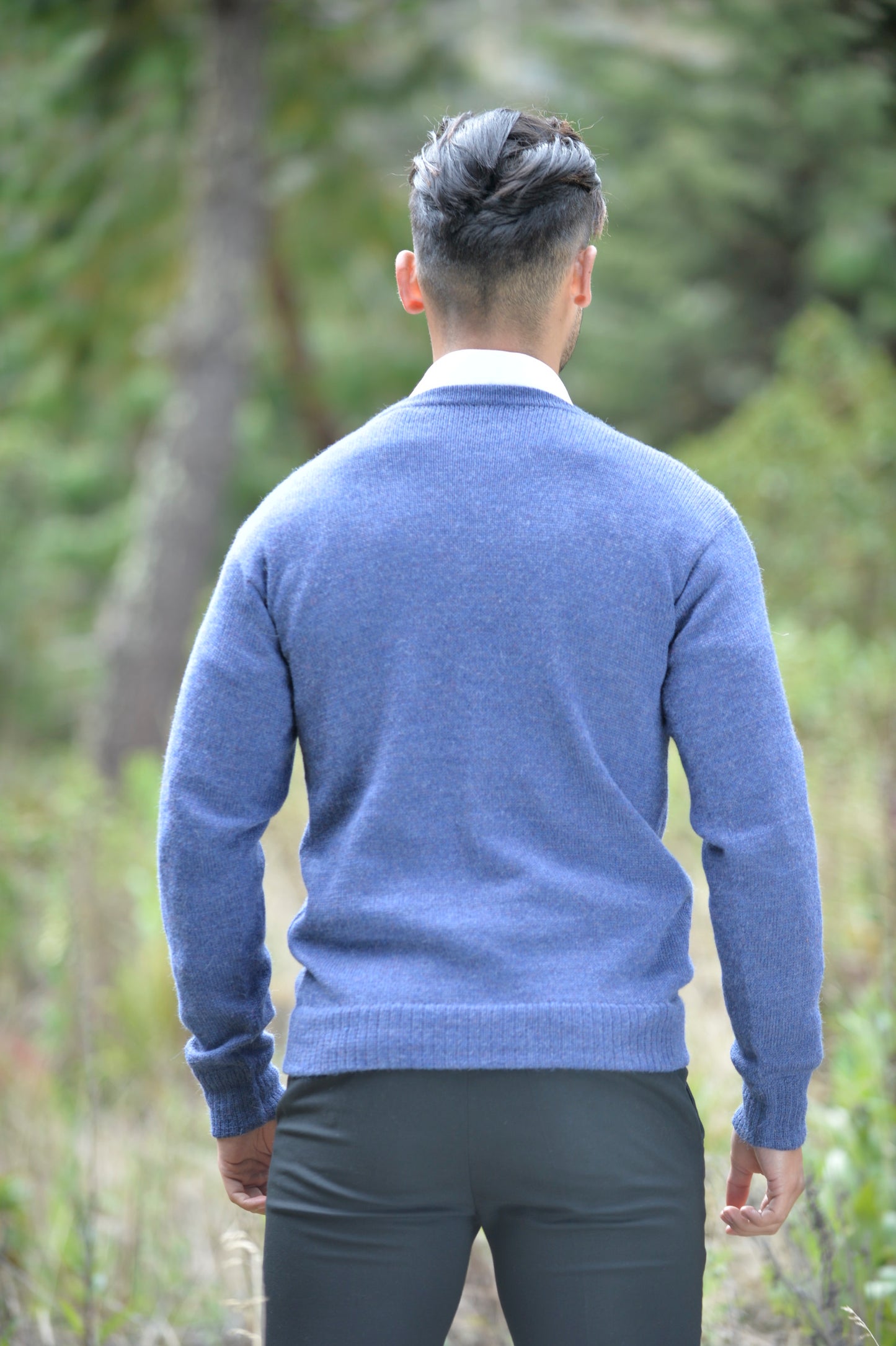 Blue V Neck Sweater for Men