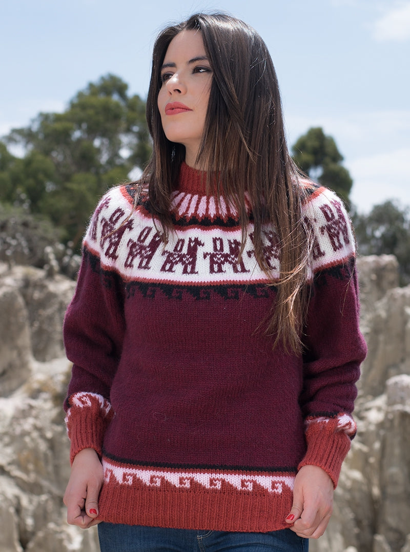 Andean Round Neck Alpaca Sweater for Women