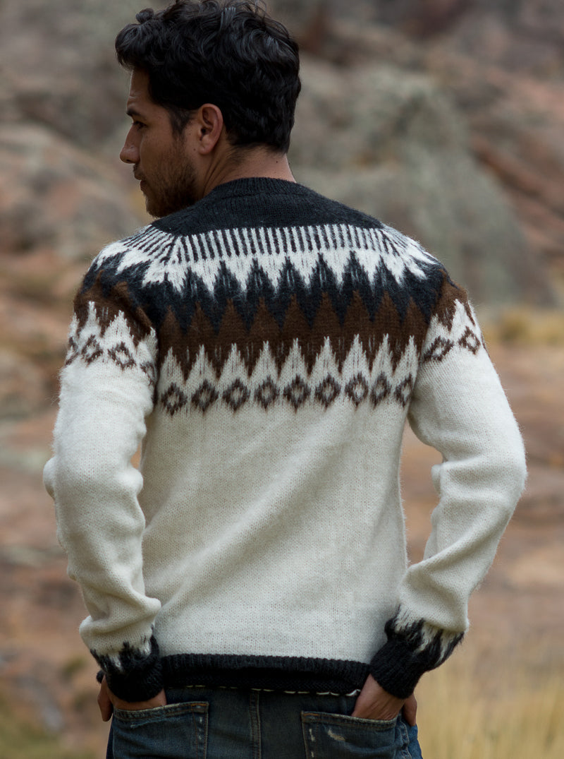 Andean Round Neck Alpaca Sweater for Men
