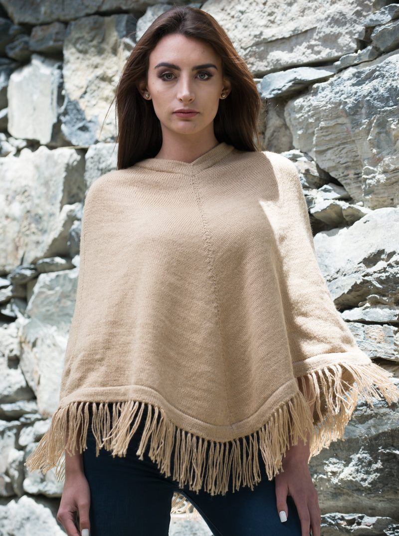 Poncho liso beige natural