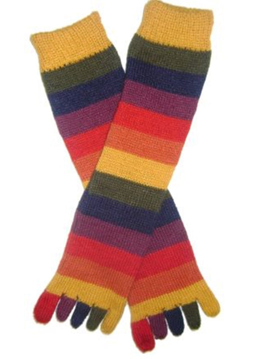 Multicolored Striped Socks with Toes