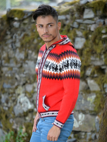 Andean Alpaca Full Zip Hoodie for Men | Fair Isle Hoodie